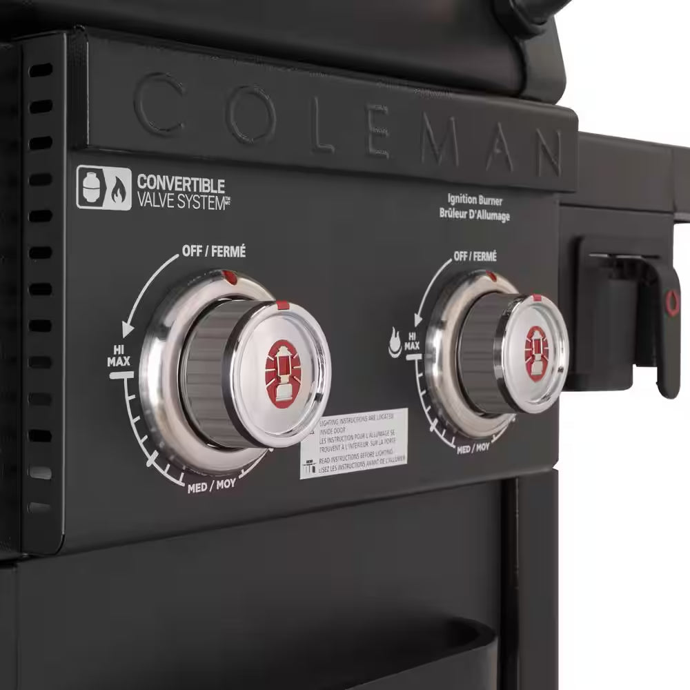 Revolution 2-Burner Gas BBQ Grill in Black with 440 Sq. In. Total Cooking Surface, 2-Side Shelves, Flare-Free Grates
