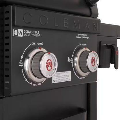 Revolution 2-Burner Gas BBQ Grill in Black with 440 Sq. In. Total Cooking Surface, 2-Side Shelves, Flare-Free Grates