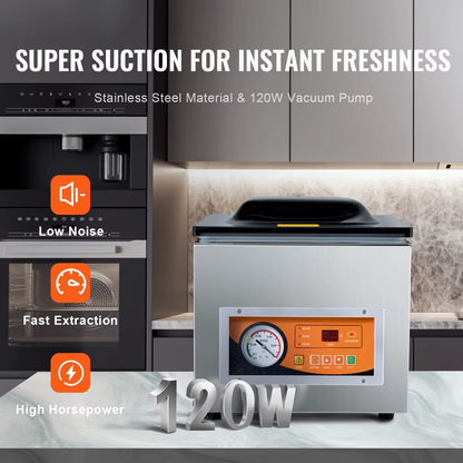 DZ-260S Chamber Vacuum Sealer 260W Vacuum Packing Machine with 10.2" Sealing Length for Wet Foods Meats Home Kitchen