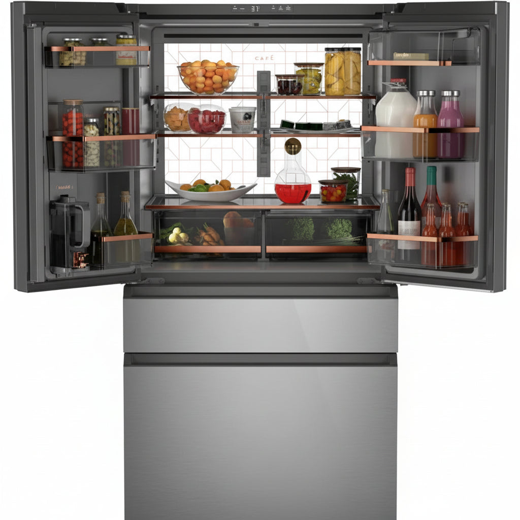 Energy Star® 28.7 Cu. Ft. Smart 4-Door French-Door Refrigerator in Platinum Glass with Dual-Dispense Autofill Pitcher