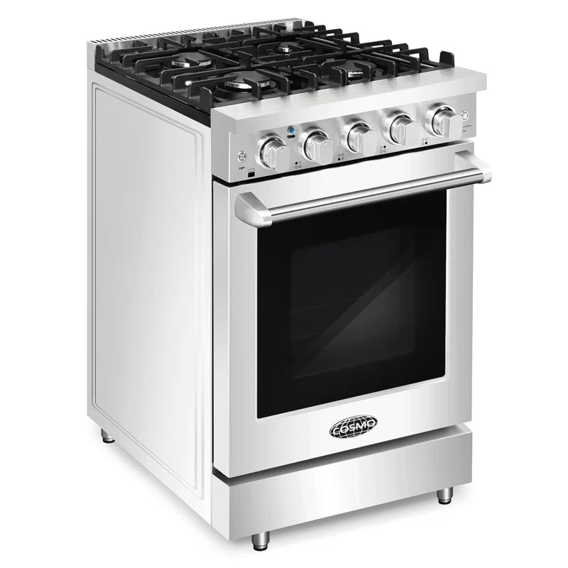 24 In. Haven Collection 3.73 Cu. Ft. Gas Range with 4 Sealed Burners, Cast Iron Grates, Convection Oven, Stainless Steel
