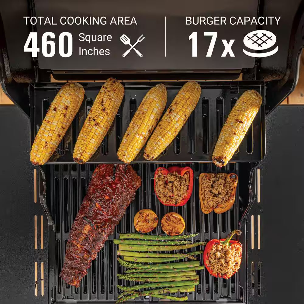 Revolution 2-Burner Gas BBQ Grill in Black with 440 Sq. In. Total Cooking Surface, 2-Side Shelves, Flare-Free Grates