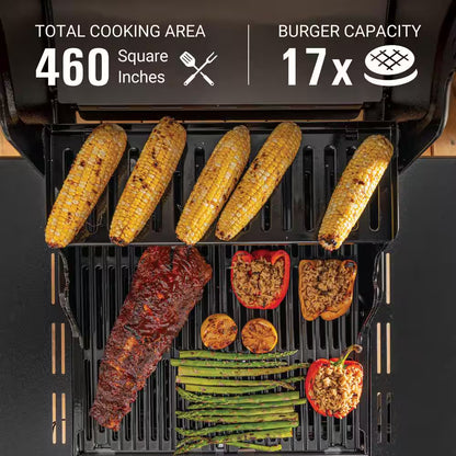 Revolution 2-Burner Gas BBQ Grill in Black with 440 Sq. In. Total Cooking Surface, 2-Side Shelves, Flare-Free Grates