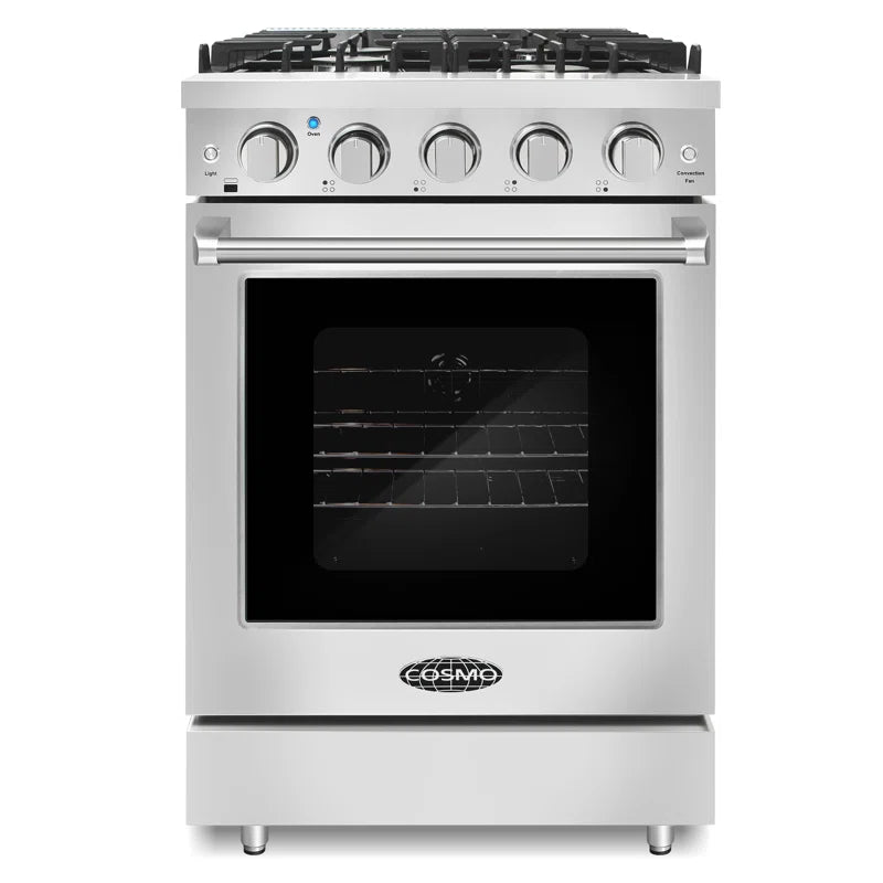 24 In. Haven Collection 3.73 Cu. Ft. Gas Range with 4 Sealed Burners, Cast Iron Grates, Convection Oven, Stainless Steel