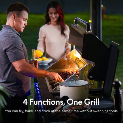 Akoah 4-Piece Modular Outdoor Kitchen Island Set with 8-Burner Grill, Fridge & Wheels