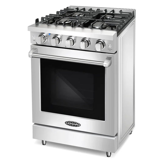 24 In. Haven Collection 3.73 Cu. Ft. Gas Range with 4 Sealed Burners, Cast Iron Grates, Convection Oven, Stainless Steel