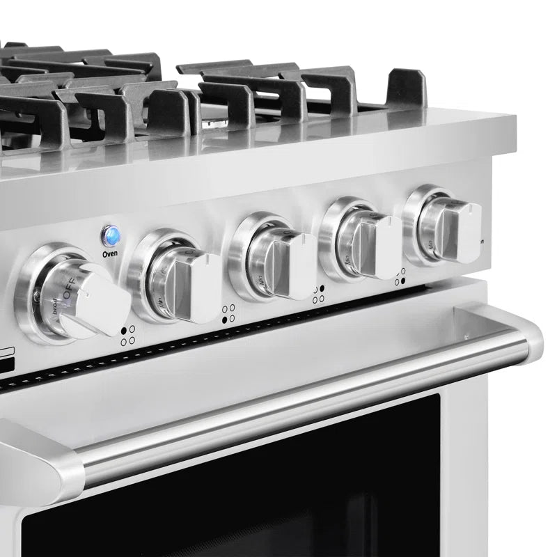 24 In. Haven Collection 3.73 Cu. Ft. Gas Range with 4 Sealed Burners, Cast Iron Grates, Convection Oven, Stainless Steel