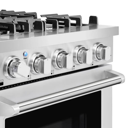 24 In. Haven Collection 3.73 Cu. Ft. Gas Range with 4 Sealed Burners, Cast Iron Grates, Convection Oven, Stainless Steel