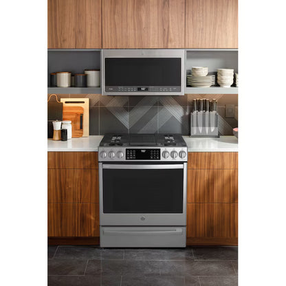 Profile 30-In 5 Burners 5.6-Cu Ft Air Fry Convection Oven Slide-In Natural Gas Ran ( Finrprint Resistant Stainless Steel )