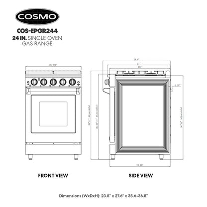 24 In. Haven Collection 3.73 Cu. Ft. Gas Range with 4 Sealed Burners, Cast Iron Grates, Convection Oven, Stainless Steel
