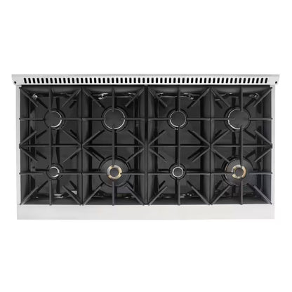 48 In. Vista Collection 5.5 Cu. Ft. Double Oven Gas Range, 8 Burners, LED Panel, Cast Iron Grates, Stainless Steel