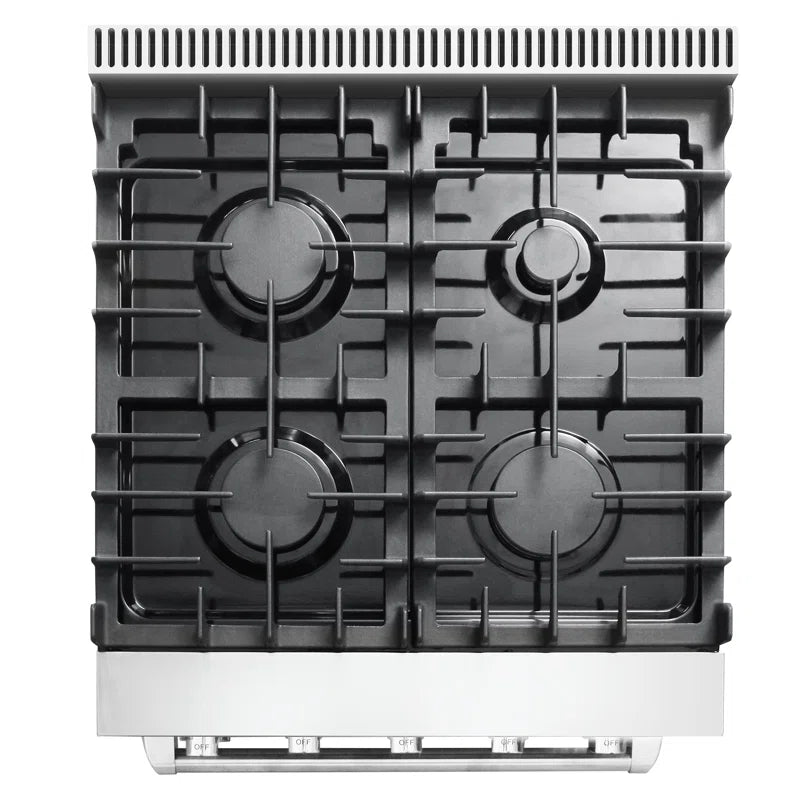 24 In. Haven Collection 3.73 Cu. Ft. Gas Range with 4 Sealed Burners, Cast Iron Grates, Convection Oven, Stainless Steel