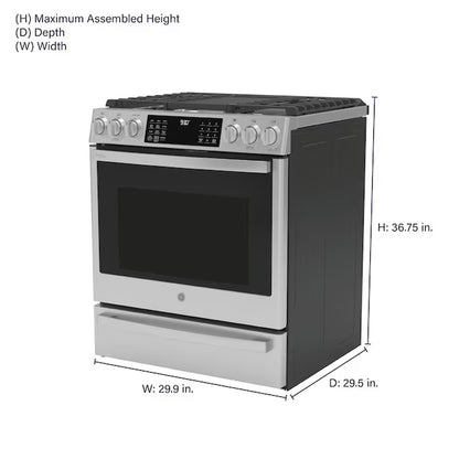 Profile 30-In 5 Burners 5.6-Cu Ft Air Fry Convection Oven Slide-In Natural Gas Ran ( Finrprint Resistant Stainless Steel )