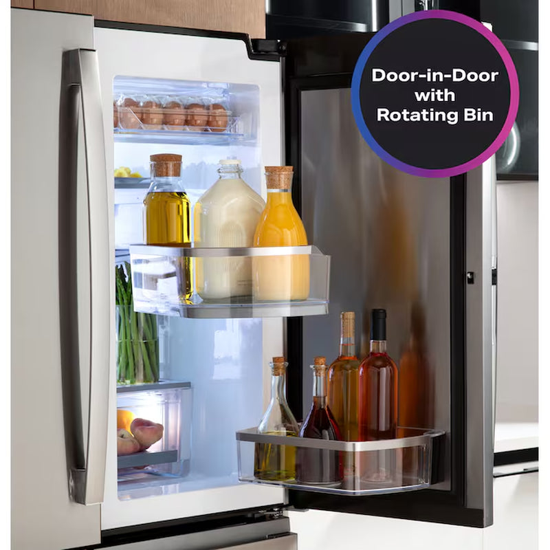 Profile Standard-Depth 28-Cu Ft 4 -Door 36-In Wide Smart Compatible French Door Refrirator with Ice Maker with Water Dispenser and Door within Door ( Finrprint-Resistant Stainless Steel ) ENERGY STAR Certified